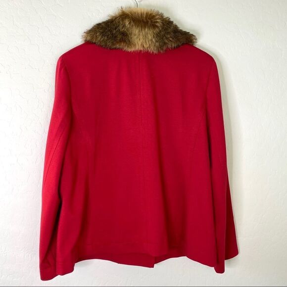 Chico’s double breasted red faux fur jacket large - Picture 3 of 7